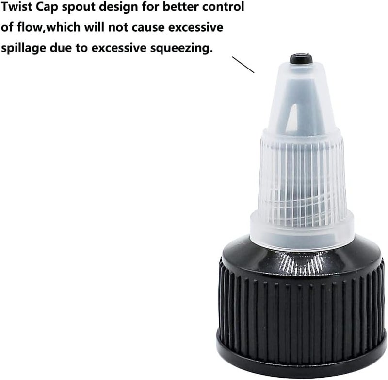 HuoHuo Hard Plastic Extruded Liquid Bottle, PET Plastic, Dispensing Bottle - 28 Pcs, 0.5 oz (15ml) Each, Laboratory, Ink, Watercolor Pigment Bottle - Image 3